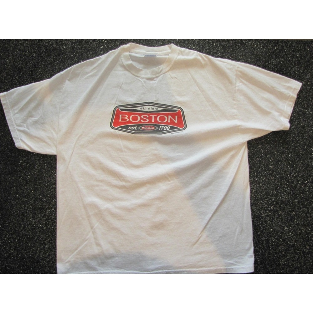 Hanes Shirt Mens XL White Boston 6th State 1788 Graphic Tee T-Shirt Souvenir